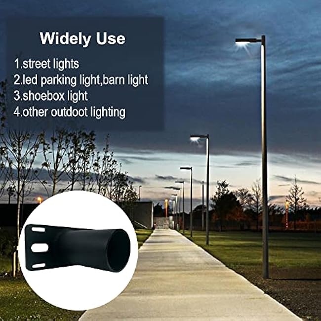 2 Pack Tenon Slip Fitter Adapter 90 Degree Bracket for Outdoor Lights - Black Metal Pole Barn Shoebox Led Parking Lot Wall Mount Arm Rustproof Rainproof (2PCS-2-3/8 Inch)