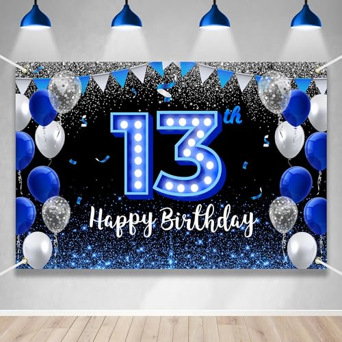 Décoration à thème bleu et noir 13 ans pour l'anniversaire d'un ado