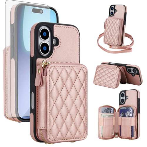 Coque iPhone 17 avec portefeuille intégré et protection écran en verre trempé