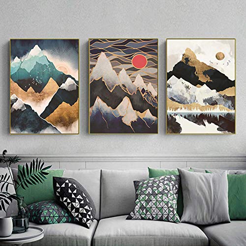 Peinture paysage abstrait nordique pour illuminer un grand mur de salon