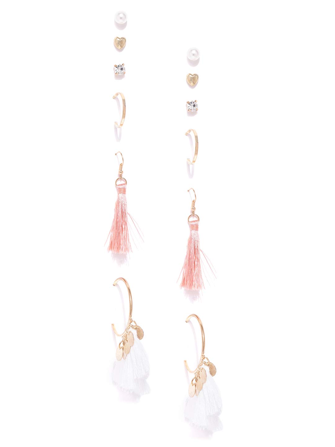 Delicate AD & Pearl Heart Earrings Set
