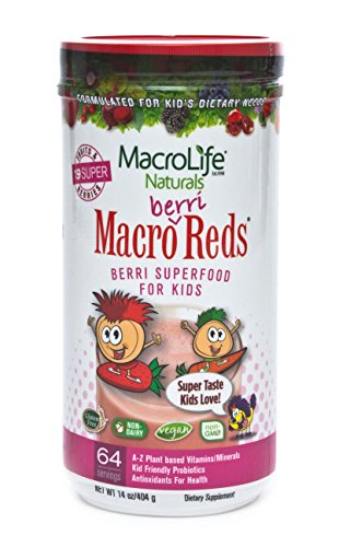 MacroLife Naturals Macro Berri Reds Multivitamin Drink Mix for Kids – All Natural with 1 Billion Probiotics & Enzymes to Aid Digestion & Support Immune system - Gluten Free & Vegan Ingredients