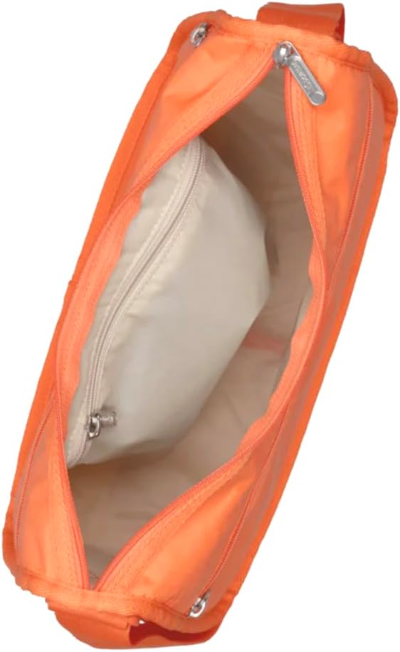 LeSportsac Tangerine Classic Hobo Crossbody Bag + Cosmetic Bag, Style 7520/Color R119, Uplifting & Vibrant Juicy Orange, Zesty New Neutral Evokes Joy, Positivity & Friendship, Luminous Citrus Shade
