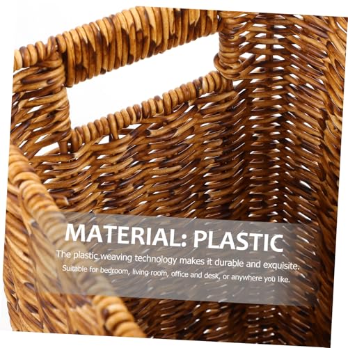 Panier de rangement rectangulaire marron en plastique pour magazines - 6