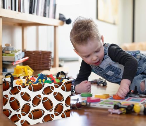 Image of Rectangular Football Baskets Kids Storage Bins Baby Boy Basket Kids Toy Storage Bin Organizer Box Football Room Decor for Home(Football Basket)