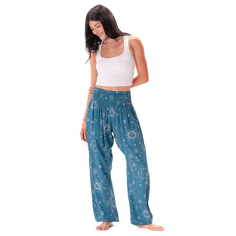 Image of Lotus and Luna Women's Harem Pants Thai Pants for Beach & Lounge High Waisted Flowy Boho Pants Genie Pants Yoga Pants