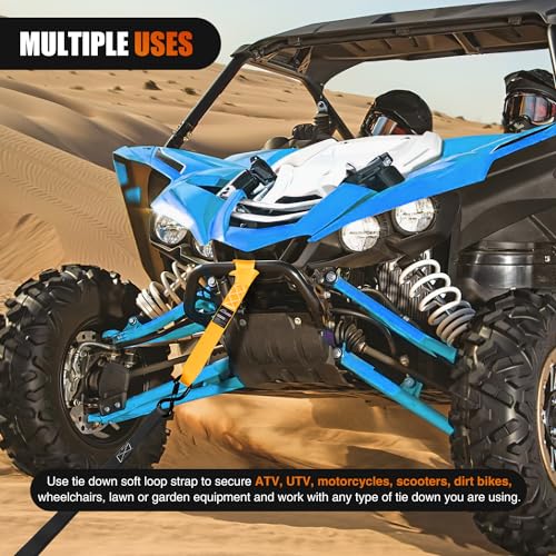 Image of Nilight Soft Loop 1.7 inchx17 inch Motorcycle Tie Down Straps Heavy Duty 12000Lbs Max Break Strength for Securing ATV UTV Kayak Moving Cargo (8PK-Yellow)