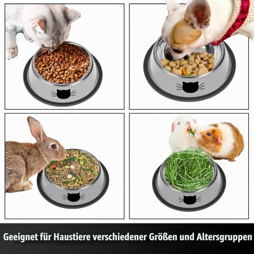 Serentive 2 Stück rutschfeste kleine Katzenfutternäpfe aus Edelstahl, unzerbrechlicher, Dicker Katzenfutterspender, 200 ml Katzennäpfe, Abnehmbarer Gummiboden, leicht zu reinigen, Grau