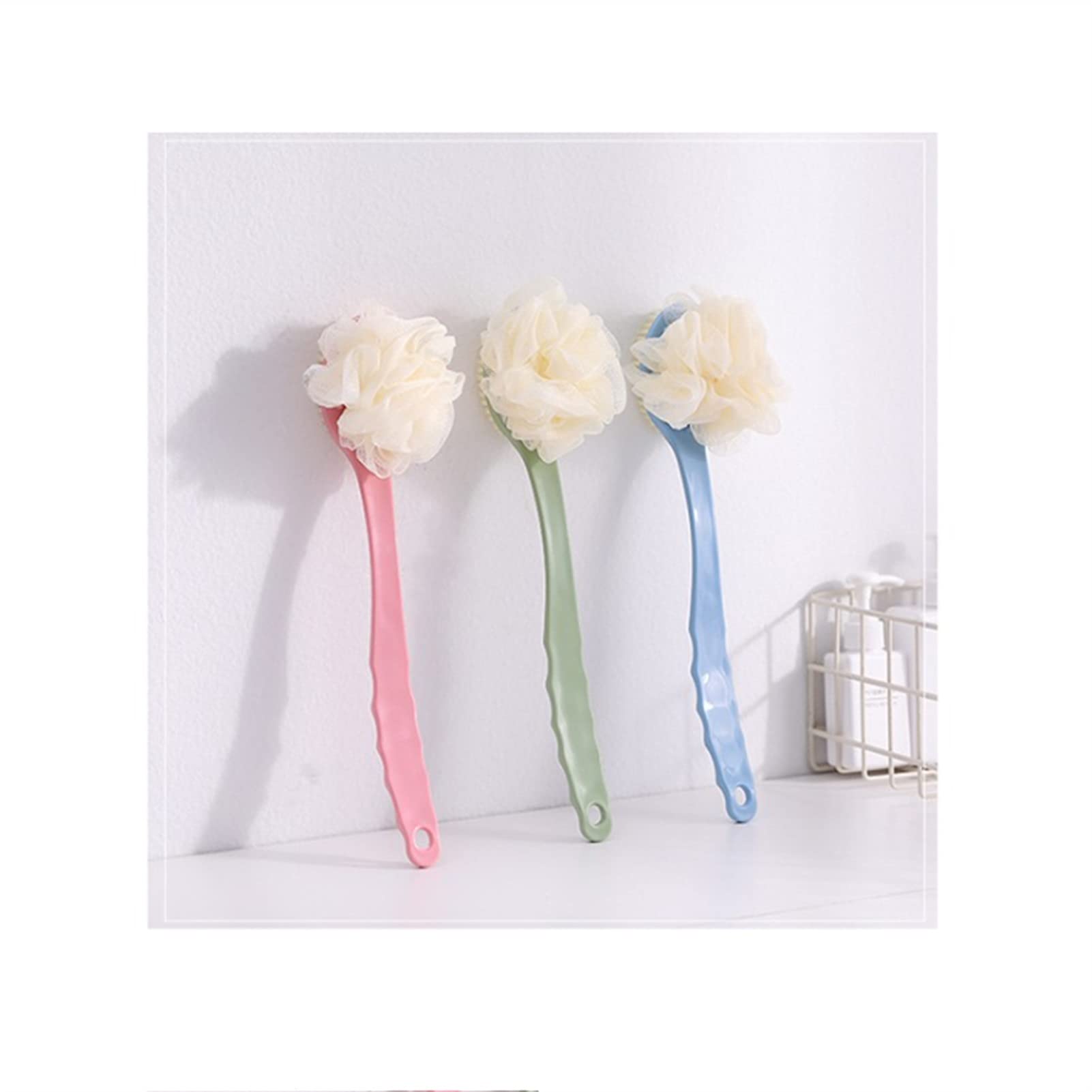 Esponja de Ducha Cepillo de Ducha de Mango Largo Ducha de baño de plástico Cepillos de Limpieza de la Piel (Color : Pink) (Green)