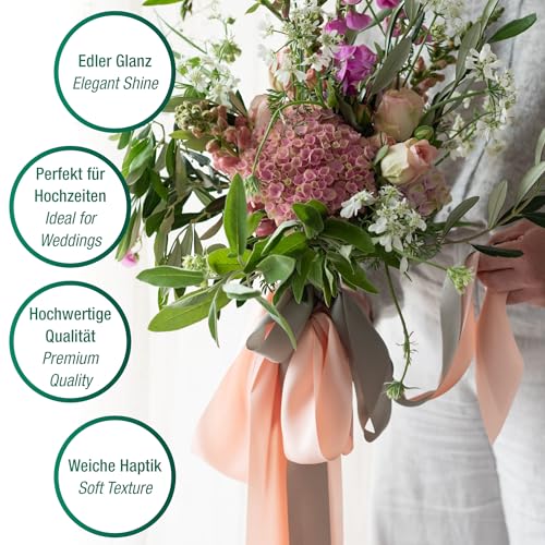 Halbach Seidenbänder Geschenkband Seiden-Optik (vegan) | Breite 40cm Länge 10m | Schleifenband mit dezentem Seidenglanz | Für festliche Anlässe | Farbe: pink