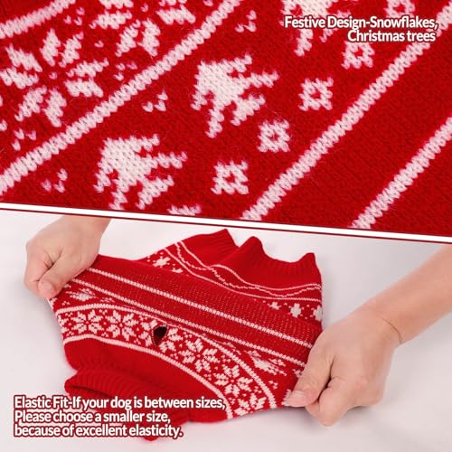 KONVINIT Hunde Weihnachtspullover Warm Strickpulli mit Weihnachtsdruck Elastisch und Pflegeleicht, Ideal für Mittelgroße Hunde
