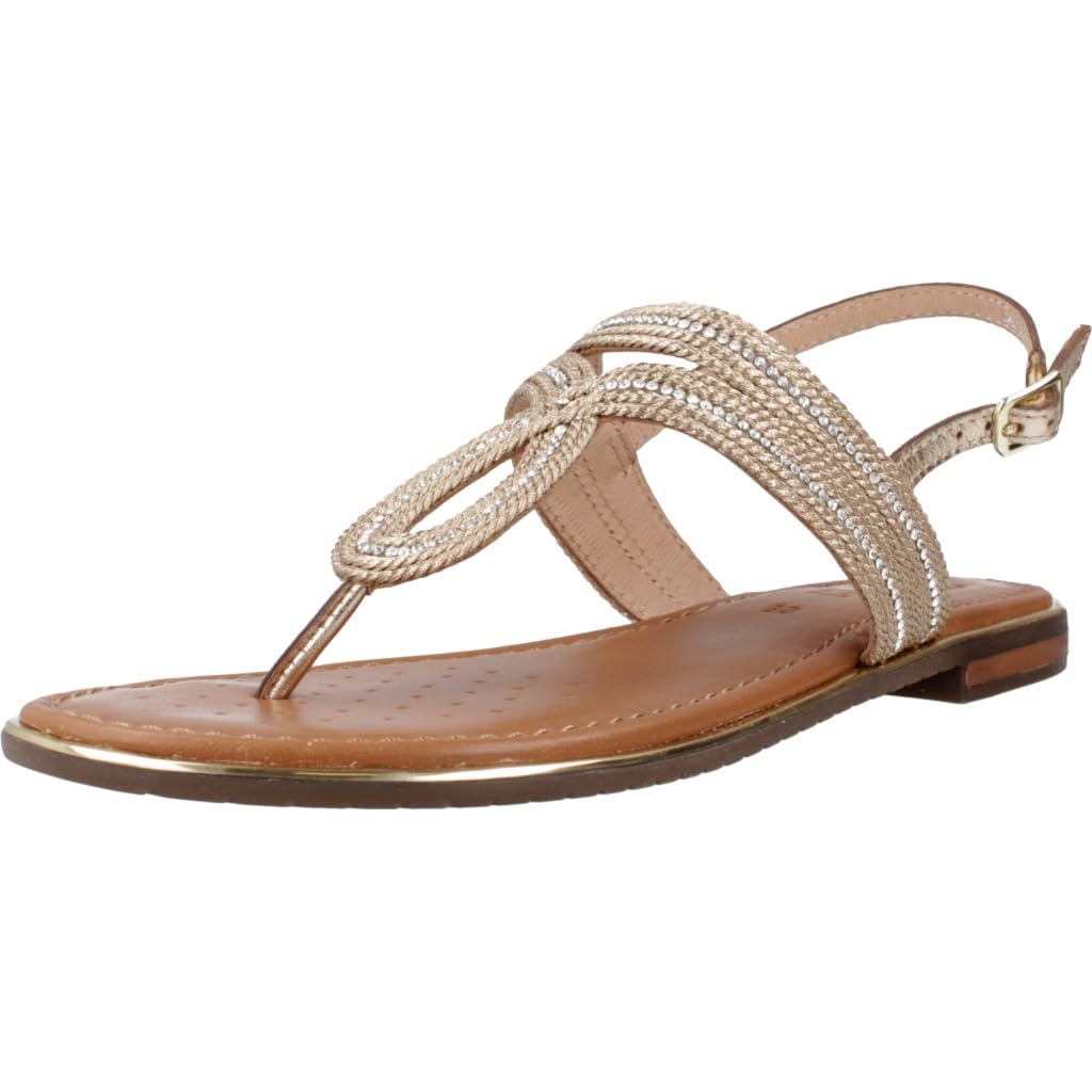 Geox Women's D Sozy Plus E Flat Sandal, Dk Gold, 4.5 UK