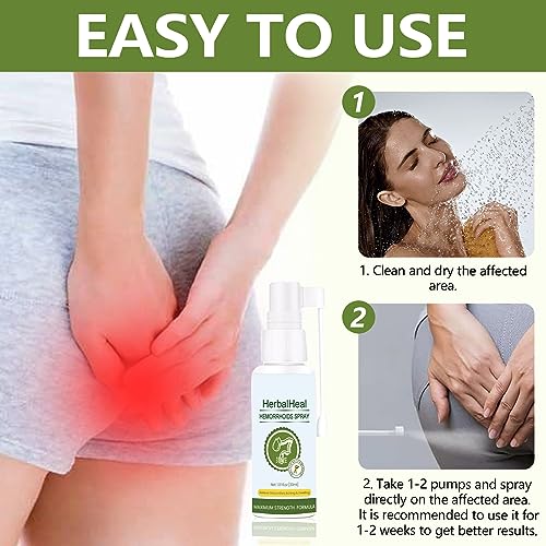 Herbal Hemorrhoids Spray, Natural Formula, Fast Relief of Hemorrhoids, Natürliches Pflanzliches Hämorrhoiden-Spray (2 Stücke)