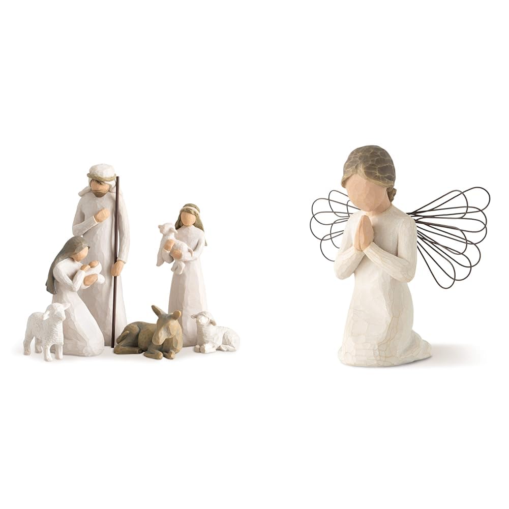 Ensemble Crèche Willow Tree 26005 et Figurine Ange 26012