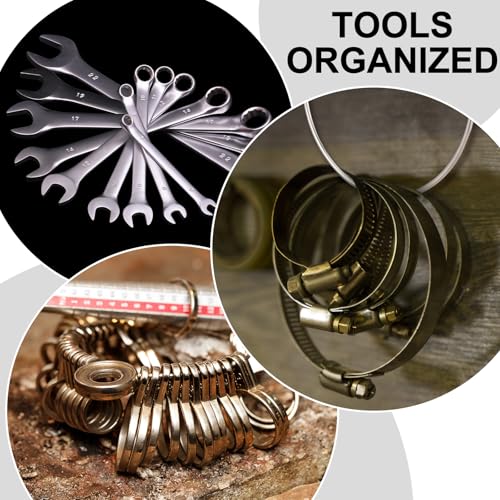 Image of Zonon 6 Pack 4.7 Inch Metal Rings Wrench Organizer Easy to Open and Close Heavy Duty for Bib Vests Craft Index Card Dream Catcher Key