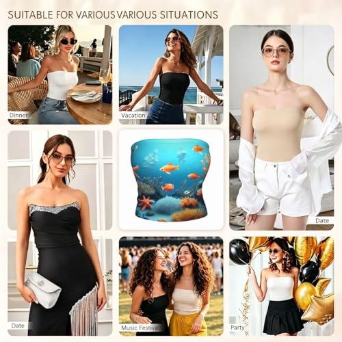 Top tubo sin tirantes coral fish para mujer con agarre de silicona miniatura 6