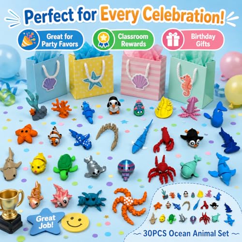 30-Piece 3D Printed Sea Animals, Mini Articulated Ocean Figures by Generic - Used condition - Image 4
