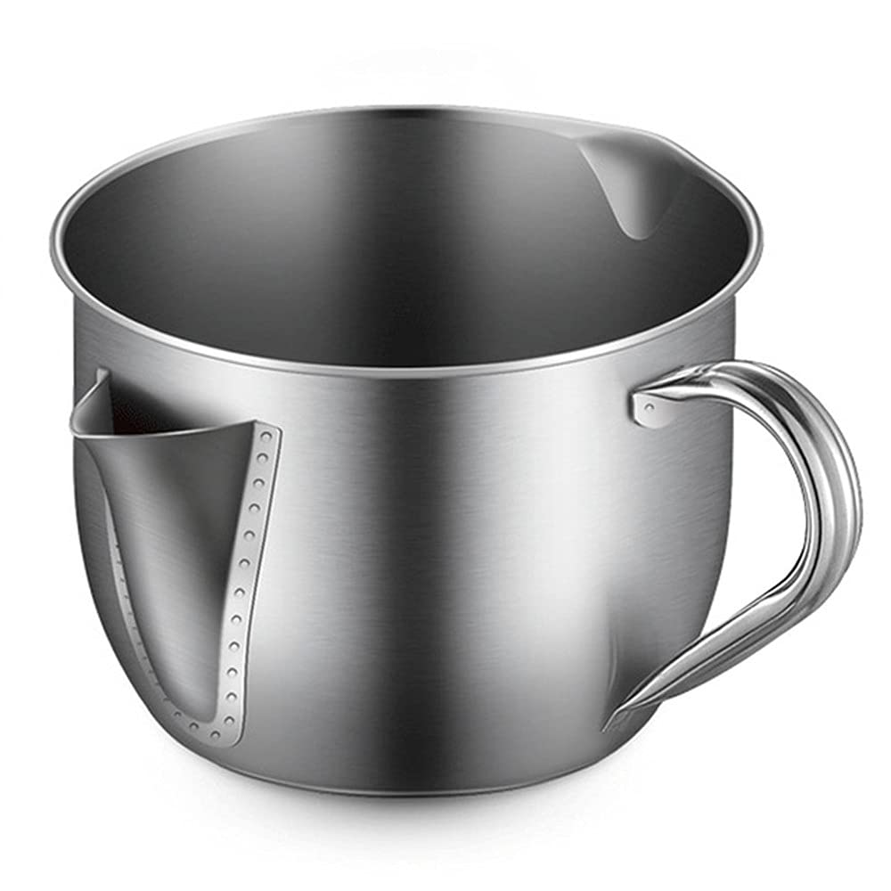 Kitchen Gravy Oil Soup Fat Separator Bowl Multi-Use 304 Stainless Steel Grease Oiler Filter Strainer Cooking Pot Kitchen Gadgets (Size : with Cover) ()