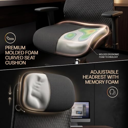 Image of DROGO Ultron Ergonomic Office Chair for Home & Work | Patented Flow Cable Mechanism Tech | Memory Foam Headrest & Lumbar Support | 3D Aluminium Armrest, Seat Slider, 135 Recline with Tilt Lock(Black)