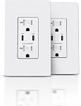 TOPELER PD USB Sortie de mur, 65W GaN Réceptacle de chargeur pour MacBook, 15A Sortie électrique duplex résistant aux tambours avec USB-C Ports, Plaque murale sans vis, ETL & FCC Inscrit, blanc