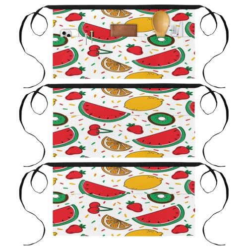 Demi-tablier multicolore pastèque fraise orange avec triple poche