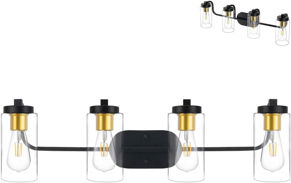 mfxmf Black Bathroom Vanity 4 Light Fixtures, Modern Farmhouse Vanity