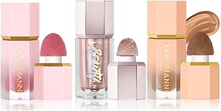 URQT Highly Pigmented Liquid Contour - Built-in Sponge Tip Sculpted Complexion Wand Contour Non-Greasy Long Lasting Natural Weightless Buildable Highlighters Contour Contouring Bronzer (Contour+Blush+Highlighter)