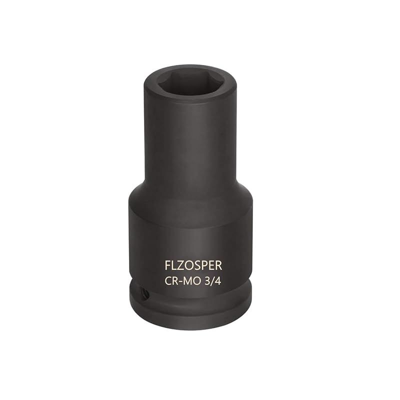 Soquete de impacto profundo para porca de eixo FLZOSPER, abertura de 6 pontos, aço cromo-molibdênio 42CR-MO, acionamento de 19,05 mm (3/4 pol.), modelo 3/4×3/4‘’