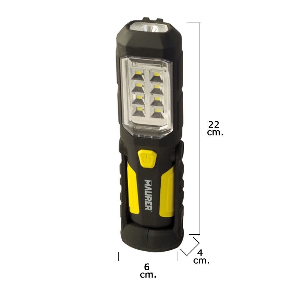 MAURER Linterna LED 8+1 Luce Con Supporto – Lanterna Portatile A LED Per Escursioni Ed Esterno