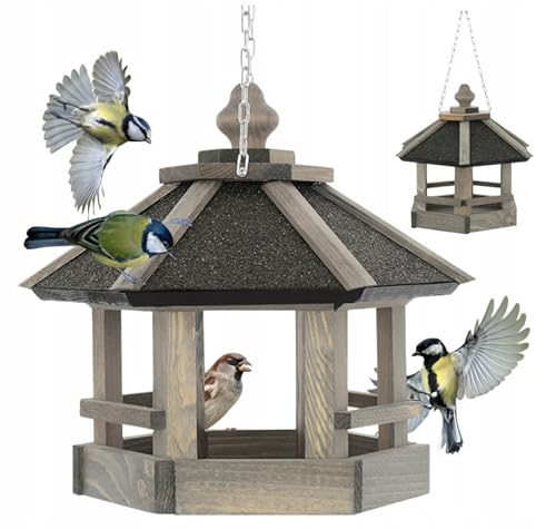 Preisvergleich Produktbild MAZUR Vogelfutterhaus aus Holz / 44x44x40cm / Nistkasten / Vogelfutterspender / Vogelfutterstation / Vogelhaus / Vogelhäuschen / Wetterfest / Kleinvögel, Gartenvögel, Singvögel, Wildvögel