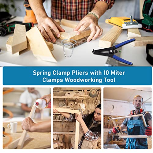 Spring Clamp Pliers, Woodworking Tool with 10 Miter Clamps for Frames Moldings Wooden Composite Corners Woodworking Tool Corners - Image 4