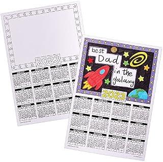 Baker Ross FX389 Calendar Blanks 2023 - Pack of 12, Create Your Own Calendar for Kids, Kids Crafts Wall Calendar