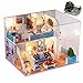 Montidey DIY Miniature Dollhouse Kit with Dust Cover and Music Movement Home of Helen Led Light Wooden Furniture Doll House Model Building Kits Puzzle Handcrafts Toys
