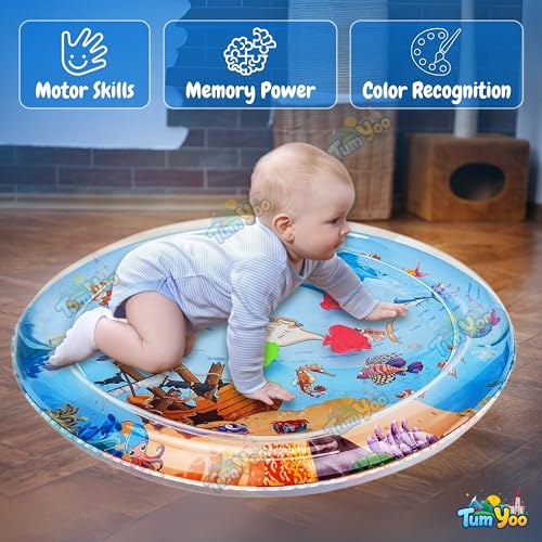 Image of Baby Water Play Mat for Babies 0-12 Months | Tummy Time Water Mat | Inflatable Sensory Water Bed for Baby | Early Development Toy for Newborn | BPA Free