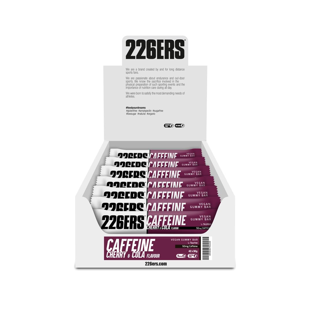 226ERS Vegan Gummy Bars, Barrita Energética Deportiva, Cola 42 x 30g