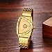 Imagen de JewelryWe Reloj Triangular Analógico Hombre: Reloj de Forma Extraña Cuarzo Escala de Barra Resistente al Agua Correa de Acero Inoxidable Extraíble Calendario Oro