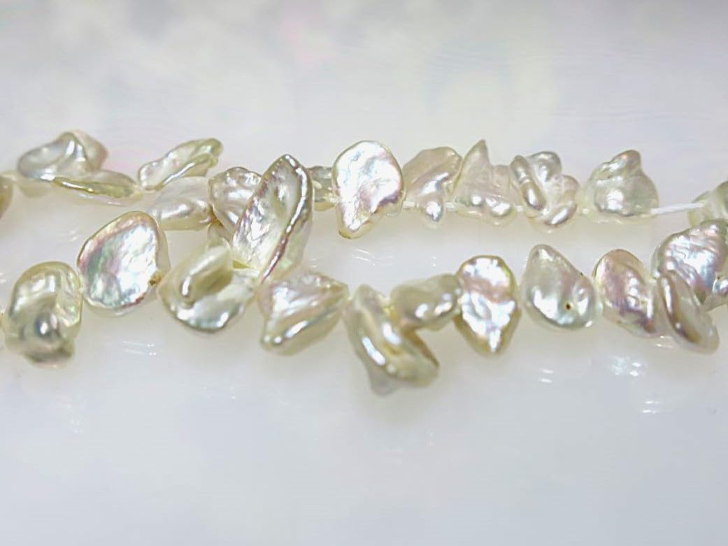 淡水パール ケシクレオ ビーズ, ホワイト, 7-9&times;11-12mm, 38cm, 60個入り, アクセサリーパーツ