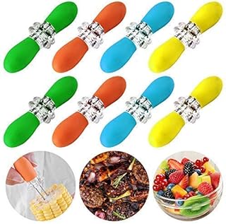 Rainmae 16PCS Corn Holders,Corn Cob Skewers Stainless Steel Corn Eaters Corn On The Cob Fork Skewers with Silicone Handle