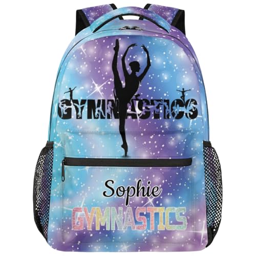 Custom Gym GYMNASTICS Backpack Personalized Shoulder Bag with Name Casual Traveling Bag Gradient Blue Purple Galaxy4