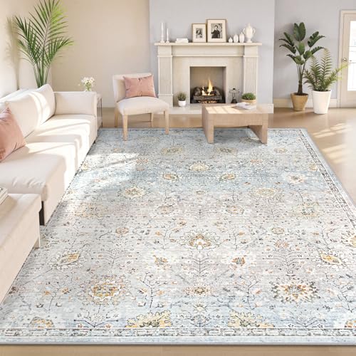 Lahome Boho Light Blue Area Rug 8x10 for Living Room,
