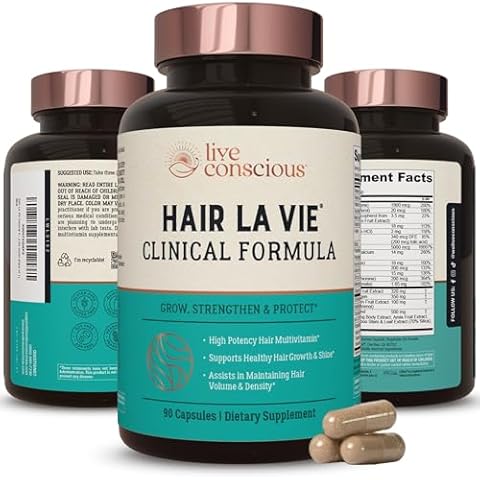 Hair La Vie Live Conscious Clinical Formula Hair Growth Vitamins for Women and Men w/Biotin 5000mcg, Collagen & Saw Palmetto (Pack of 1) Cover