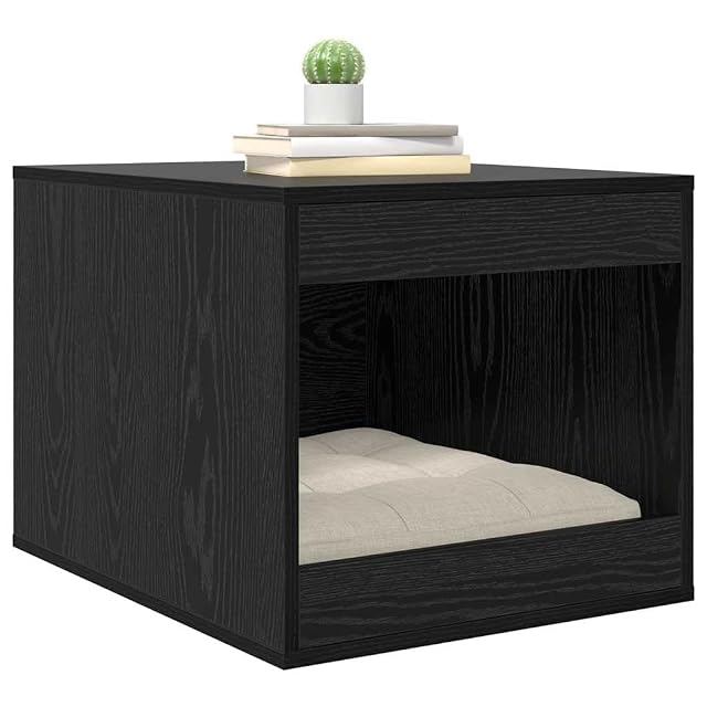 vidaXL Cubículo para Caja de Arena de Gato Roble Negro 47 x 59 x 42 cm