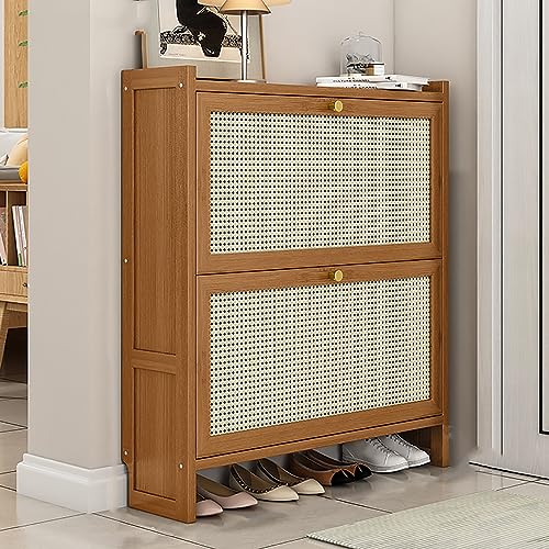 Meuble à chaussures gain de place en bois : étagère autoportante pour l'entrée de la maison