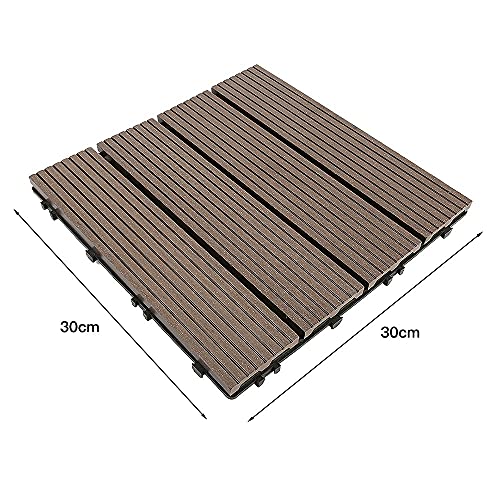 Set van 22 roosters voor buiten, tuintegels, 30 x 30 cm, hout-kunststof, vloerbedekking voor buiten (22 tegels #4) - Image 7
