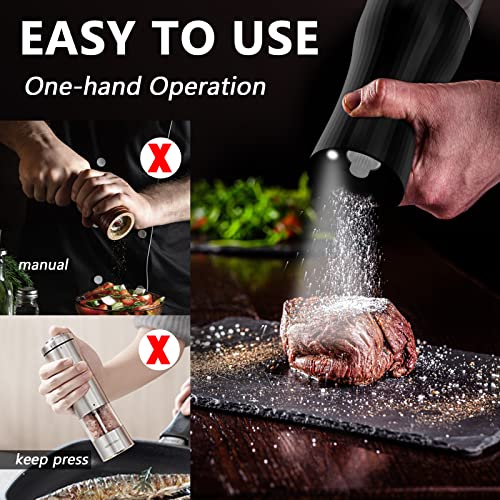 [140Ml Ultra-Larger Capacity] Electric Salt And Pepper Grinder Set, 1200Mah Usb Rechargeable Ceramic Salt Grinder Pepper Mill Shakers, Auto Pepper-Grinder With Adjustable Coarseness, White Led Light #TOP1