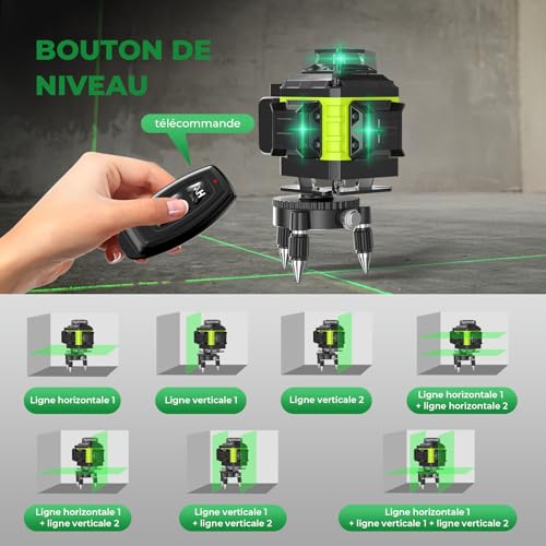 Lazer niveaux 4D 16 lignes avec mode pulsé extérieur autonome