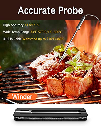 Bfour Meat Thermometer Wireless Bluetooth, Digital Meat Thermometer With Dual Probe, Wireless Remote Bbq Thermometer For Smoker Kitchen Cooking Grill Thermometer Timer For Grilling Bbq Oven Candy #TOP5