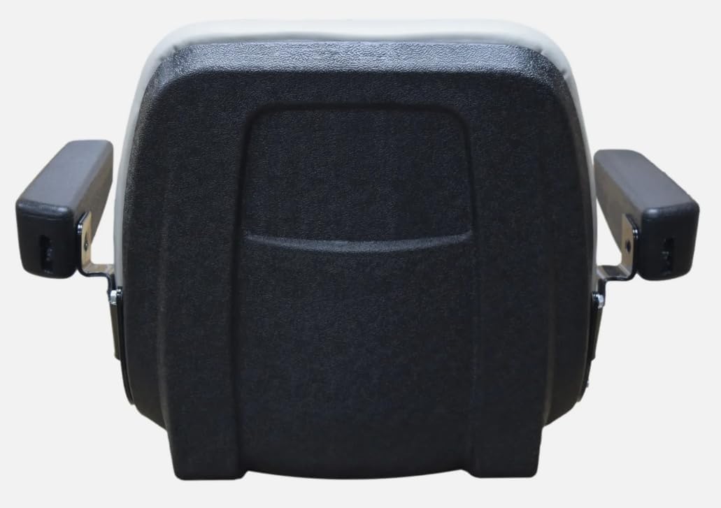 Lawn Mower Seat with Armrests, Slides; Replacement Seat for Tractors, Fork Lifts, Skid Steers, UTV's, etc.; Gray; Compatible with Bobcat, Dixie, Snapper, Toro, Kubota; Exmark, Bad Boy; SU-143001GR