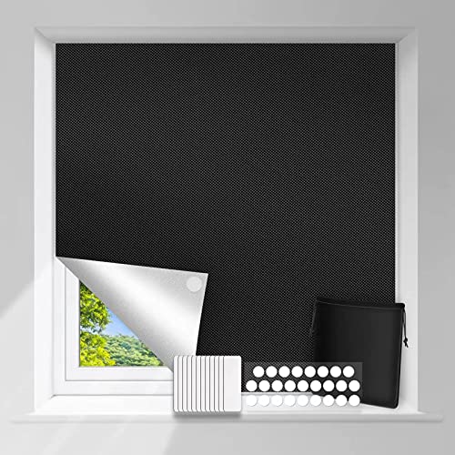 Tela oscurecedora de protección Solar 150 X 300 cm Estor Enrollable oscurecedor sin taladrar Techo Ventana oscurecedor protección Solar al 100% oscurecedor con 30 Cintas Adhesivas para Dormitorio