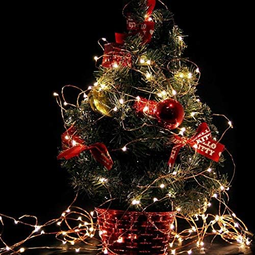 JAMIEWIN 2 Pack Battery Operated Twinkle String Lights 50 LEDs Christmas Fairy Lights 16.5FT 8 Modes String Lights for Party Xmas Decorations Outdoor Indoor